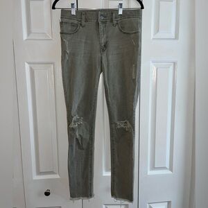 Express Stretch Ankle Mid Rise Jean in Olive - size 6R